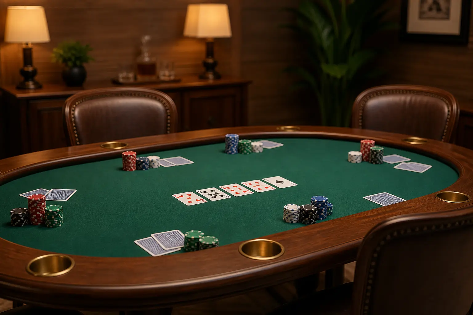 Stół pokerowy podczas wieczoru towarzyskiego